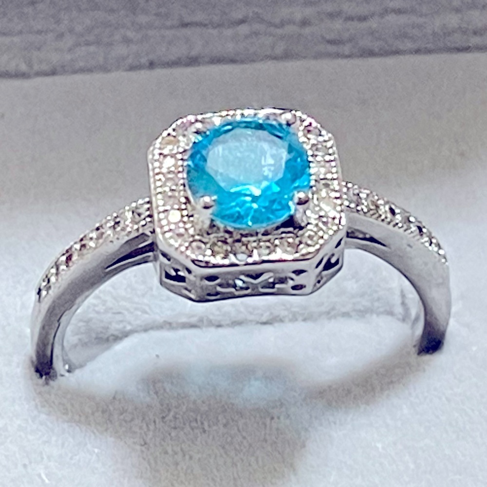 Sterling 925 sky blue & silver ring